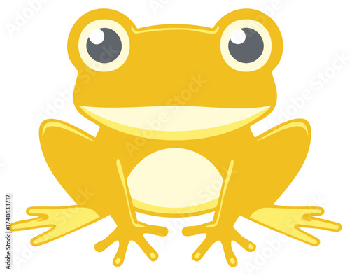 Cute Yellow Frog Cartoon Illustration Sitting and Staring Forward