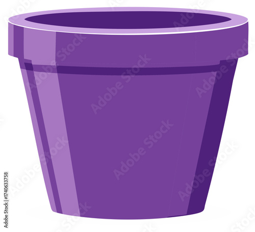 Purple Plant Pot Illustration Decorative Flower Container Design Garden Supplies Decor