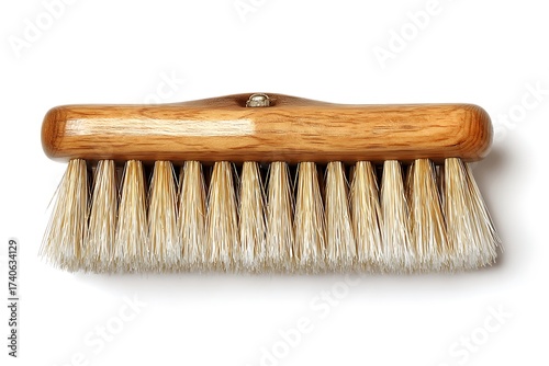 Natural bristle brush with wooden handle for cleaning and grooming, perfect for spa treatments, skincare, or adding a rustic touch to your design