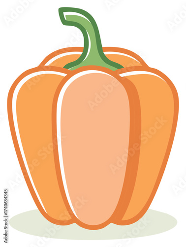 Bright Orange Bell Pepper Illustration Fresh Vegetable Ingredient