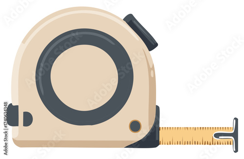Beige and grey tape measure vector illustration, a reliable tool for accurate construction and DIY tasks