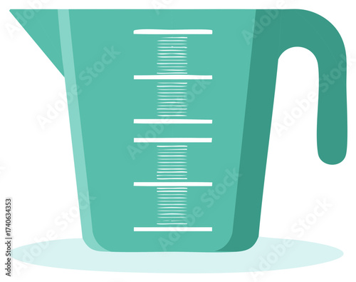 Measuring Cup Illustration with Volume Scale and Handle for Kitchen Use