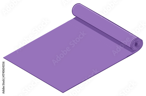 Partially Rolled Purple Fitness Mat for Exercise and Wellbeing