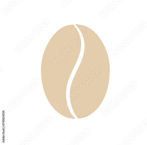 Isolated coffee bean vector illustration in neutral brown tone perfect for design assets.