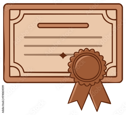 Illustration of Certificate with Ribbon Seal for Achievement and Award Recognition
