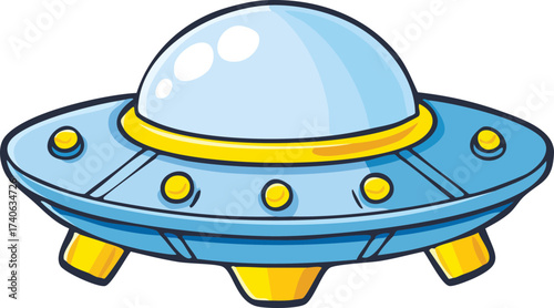 Colorful Ufo Spaceship Cartoon Illustration