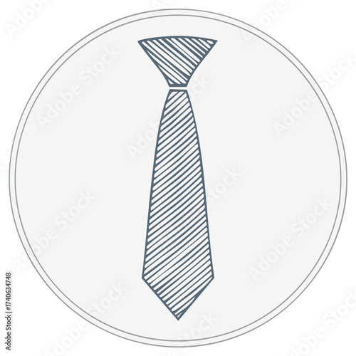 Necktie Inside the Circle, Line Art Illustration