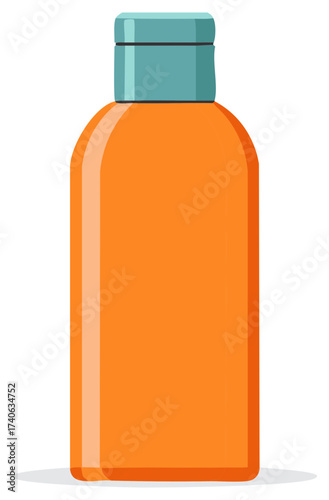 Orange bottle container with blue top liquid soap sanitizer cosmetic product