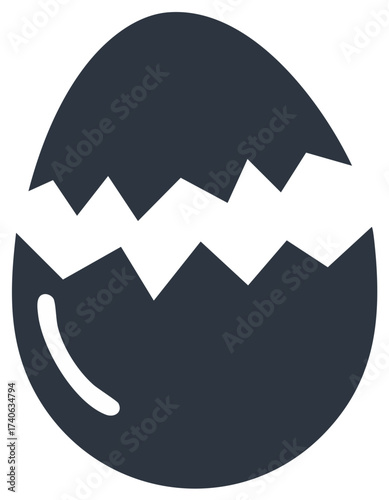 Cracked Egg Graphic Icon - Isolated vector illustration of an egg with shattered shell