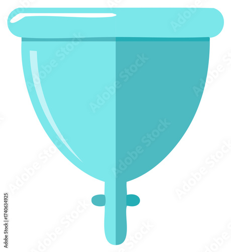 Light blue menstrual cup flat vector illustration on white background