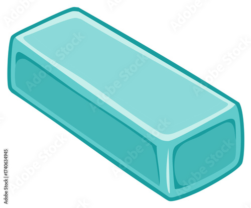 Illustrated turquoise bar of soap or cleansing product with rounded edges, single item graphic