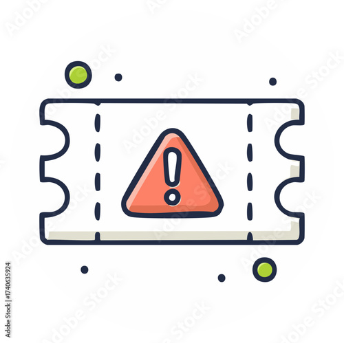Warning ticket icon symbolizing error, alert, invalid coupon, or restricted access