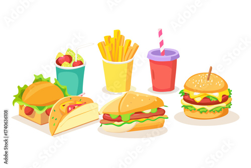 Fast food for unhealthy lifestyle concept