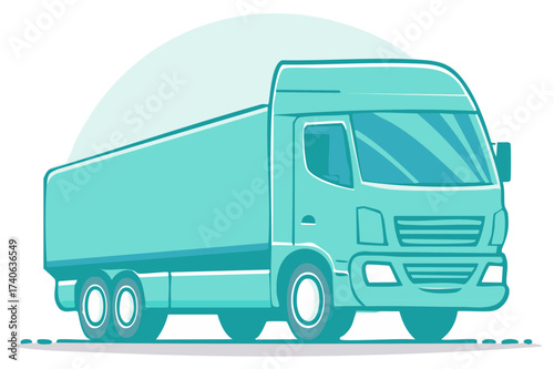Modern vector illustration of a turquoise cargo truck for delivery and logistics services
