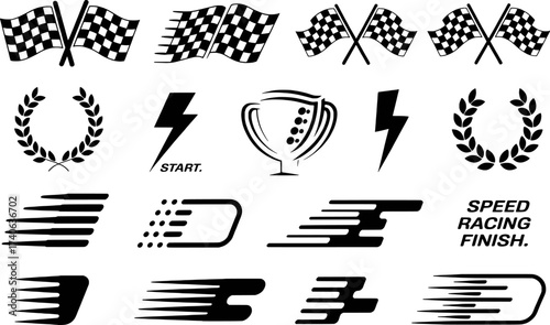 Collection of Racing and Speed-Related Icons and Graphics