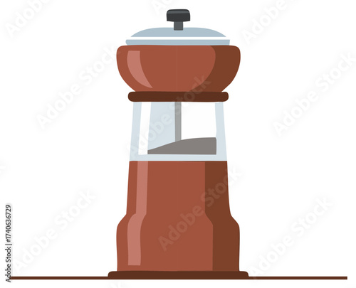 Stylish wood pepper grinder with visible peppercorn chamber kitchen essential utensil