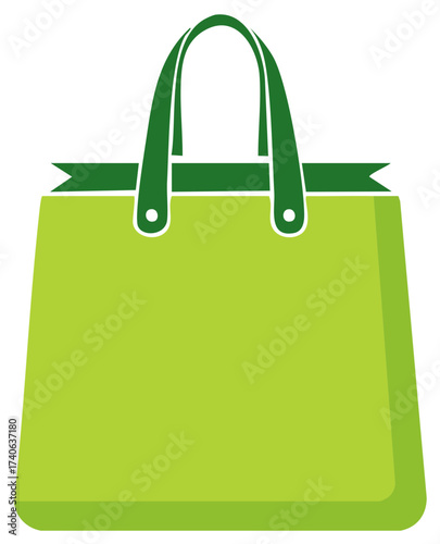 Simple Green Shopping Bag Icon Graphic Illustration