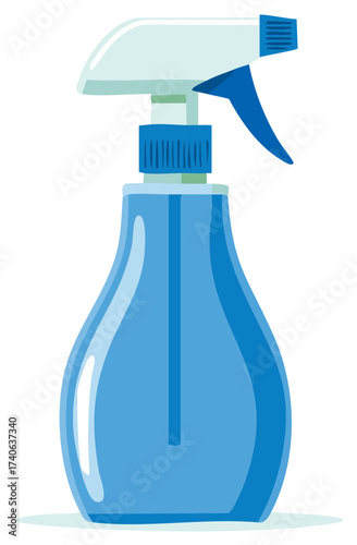 Blue and White Spray Bottle Illustration, Vector Cleaning Product