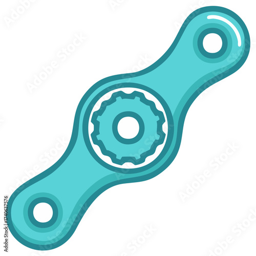 Illustration of a bicycle chain link with cogwheel in teal color