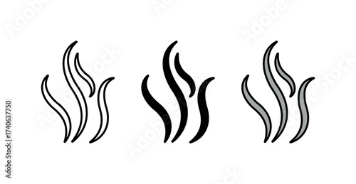 Smoke and Steam Icon Set, Minimal Vector Symbols for Vapor, Heat and Aroma Indicators