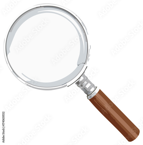Vector Illustration of a Classic Magnifying Glass for Investigation and Research