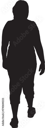 vector,silhouette of back view of a woman walking, dressed in sportswear