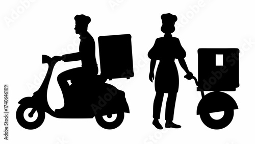 silhouette of a man with a scooter