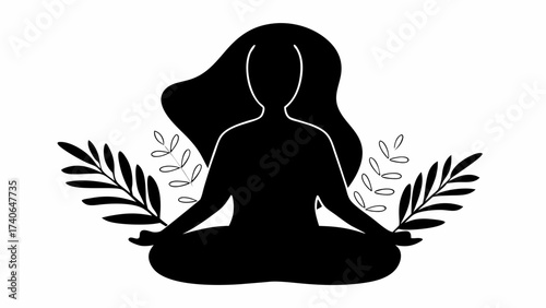 silhouette of yoga woman
