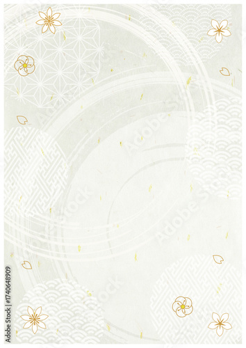 和柄と和紙背景