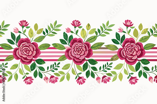 vector illustration of floral stripes