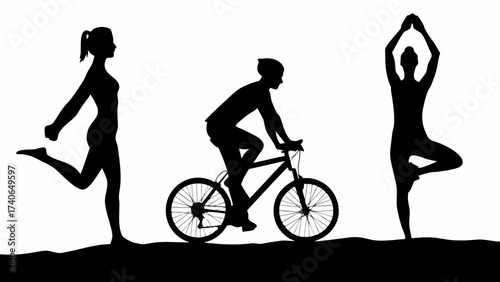 silhouette of a girl on a bicycle