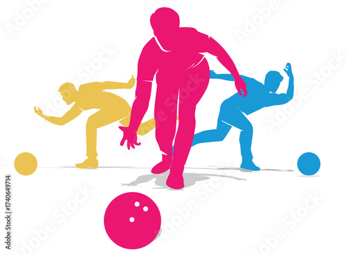 Great elegant vector editable bowling player poses background design for your bowling championship event	