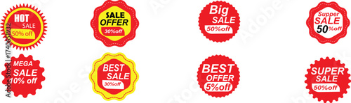 set of discount sale tags For best sale ,hot offer ,supper offer 10%,50%,5%,30% off.
