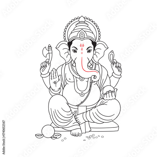Lord Ganesha Line Art Illustration