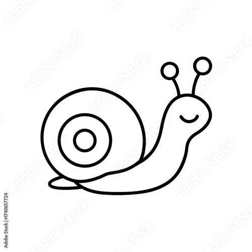 Simple outline drawing of a snail on transparent background