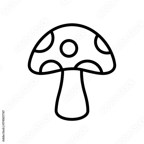 Outline drawing of a mushroom cap on transparent background