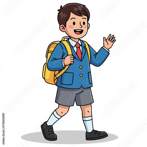 School boy illustration on white background