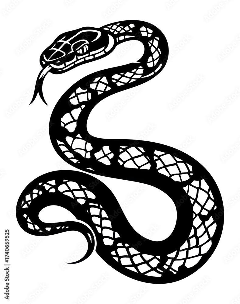 Fototapeta premium PNG Snake illustration reptile tattoo.