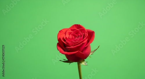 Red Rose on Green Screen for Digital Design
