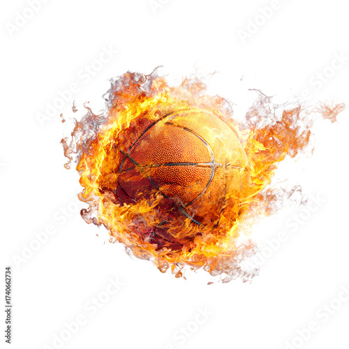 basketball with vibrant fire effect png