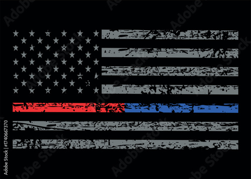 First Responders Shirt, First Responders Flag, Usa Police Firefighter Thin Red Line and Thin Blue Line T-Shirt.	