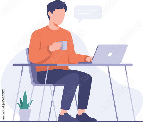 man working on laptop computer