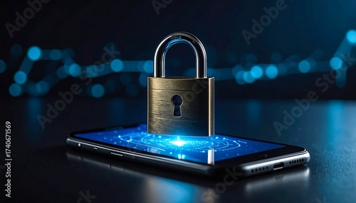 Smartphone with security lock graphic