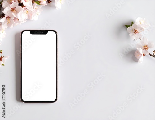 Smartphone with spring blossoms