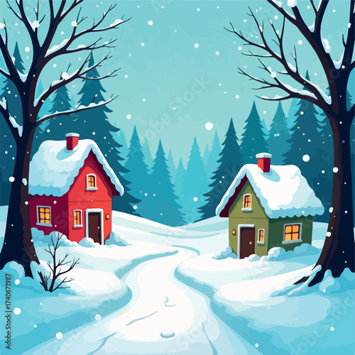 winter, snow, christmas, tree, landscape, forest, cold, illustration, vector, nature, xmas, holiday, scene, trees, sky, season, pine winter, snow, christmas, house, landscape, tree, cold, season, fore