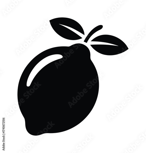 Lemon Silhouette, Fruit and Healthy Food Symbol
