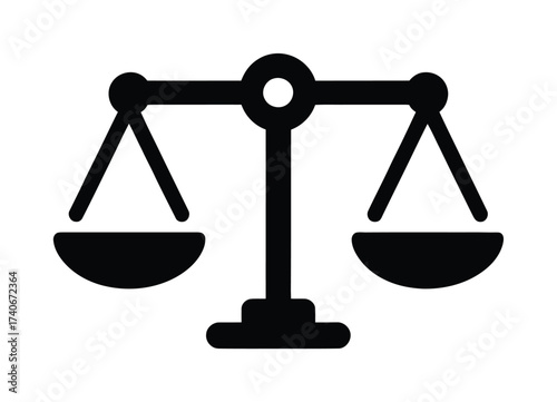 Balance Scale Silhouette, Justice and Law Symbol