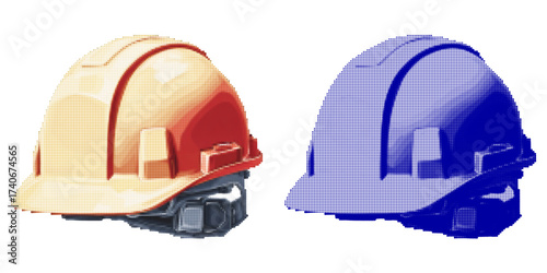 Vector illustration of colorful hard hats reflecting safety and construction themes
