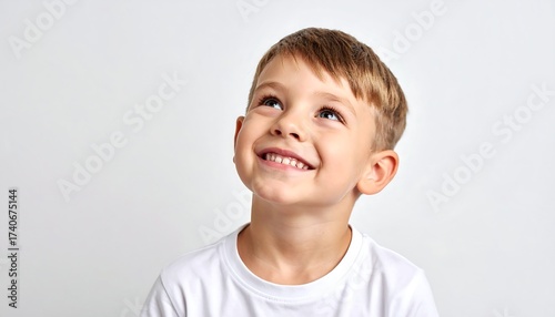 Smiling child looking upward