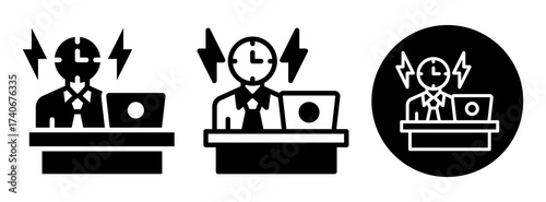 Hard Work Icon Collection Glyph & Mixed Style